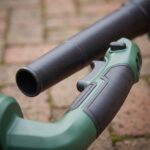 Close-up of the Gustwind blower nozzle tip and variable-speed trigger