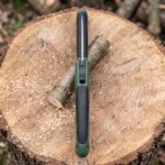 Sawtooth pruning saw fully unfolded with the curved blade locked out straight