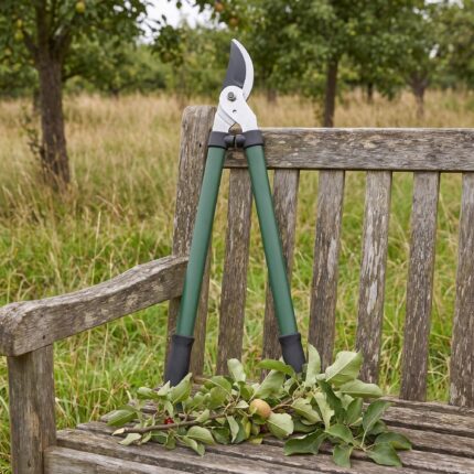 Timberline bypass lopper standing upright showing the full length of both handles